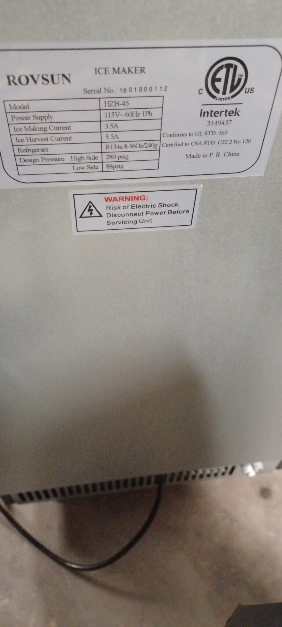 Rovsun Ice Maker hzb45 Malheur County Surplus Auction